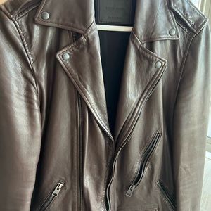 Oxblood leather jacket from AllSaints